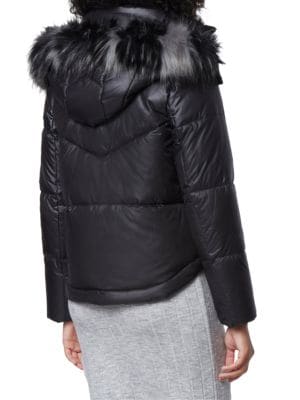 Andrew Marc
 Minna Hooded Faux Fur Puffer Jacket