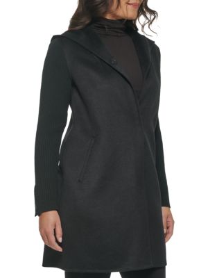 Kenneth Cole
 Ribbed Sleeve Hooded Coat