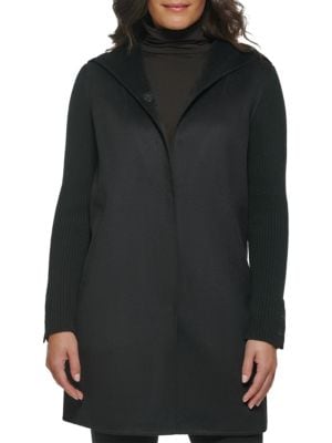 Kenneth Cole
 Ribbed Sleeve Hooded Coat