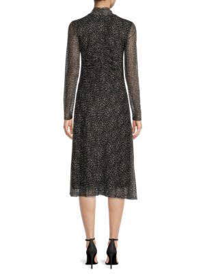 ELLA rafaella
 Animal Print Ruched Mesh dress
