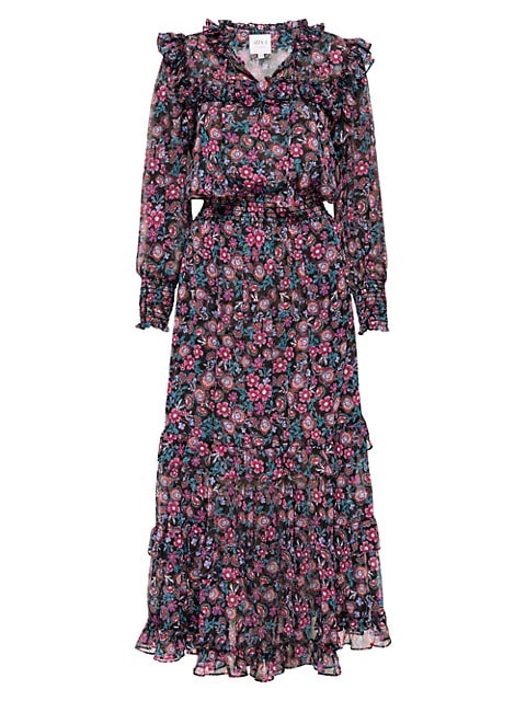 Virginie Floral Ruffle Midi-Dress