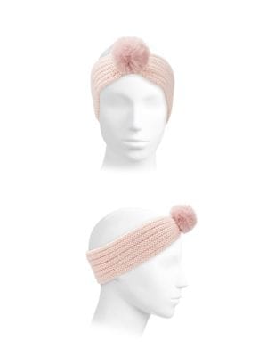 Surell
 Girl's Rib Knit Faux Fur Pom Pom Headband