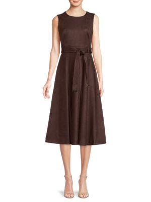 Calvin Klein
 Belted Faux Suede Midi A Line Dress