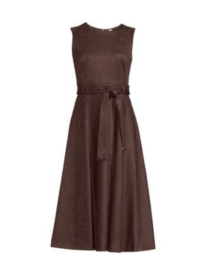 Calvin Klein
 Belted Faux Suede Midi A Line Dress