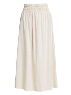 Faithfull the Brand
 Kiera Smocked Cotton Midi Skirt