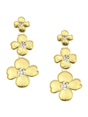 Eye Candy LA
 Lucia 18K Goldplated & Cubic Zirconia Daisy Drop Earrings