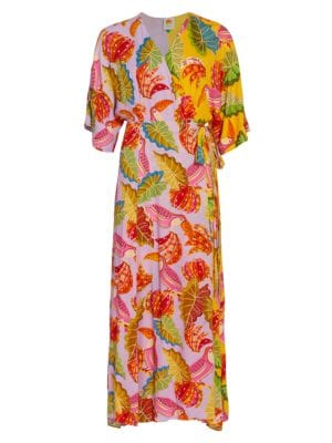 Farm Rio
 Mixed Beaks & Bananas Maxi Wrap Dress