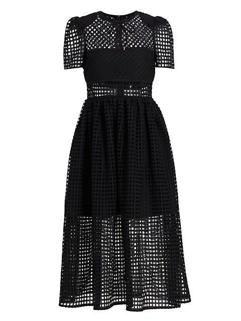 Grid Lace Midi-Dress