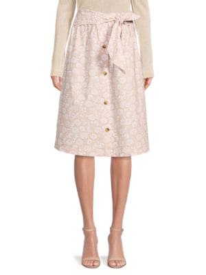 Saks Fifth Avenue
 Floral Linen Blend A Line Skirt