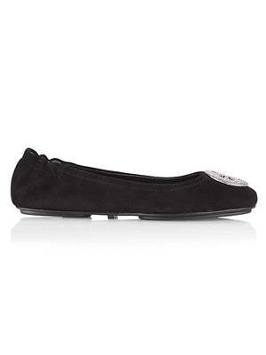 Minnie Embellished Leather Travel Ballet Flats