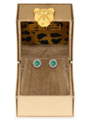 Effy
 Golden Finds 14K White Gold, Emerald & Diamond Stud Earrings