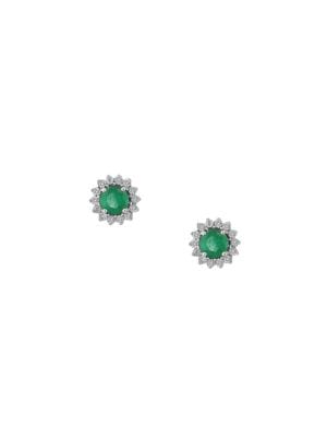 Effy
 Golden Finds 14K White Gold, Emerald & Diamond Stud Earrings
