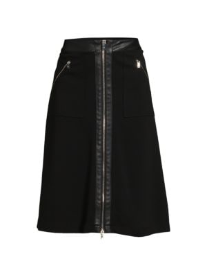 DKNY
 Faux Leather Trim A Line Skirt