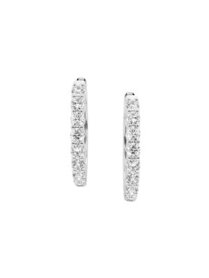 Saks Fifth Avenue
 Build Your Own Collection 14K Gold & Natural Round Diamond Shared Prong Hoop Earrings