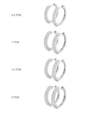 Saks Fifth Avenue
 Build Your Own Collection 14K Gold & Natural Round Diamond Shared Prong Hoop Earrings