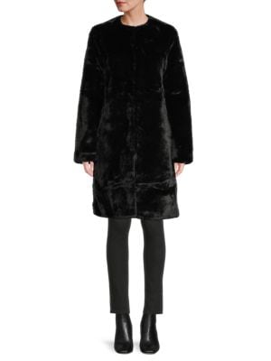 Apparis
 Collarless Faux Fur Coat