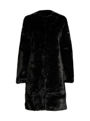 Apparis
 Collarless Faux Fur Coat