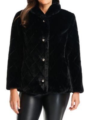 kate spade new york
 Quilted Faux Fur Jacket