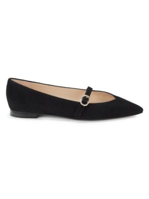 Stuart Weitzman
 Crystal Buckle Suede Ballet Flats