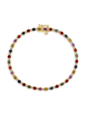 Effy ENY
 14K Goldplated Sterling Silver, Sapphire & Diamond Bracelet