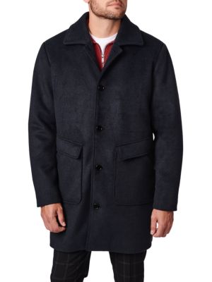 Kenneth Cole
 Faux Shearling Hooded Wool Blend Coat