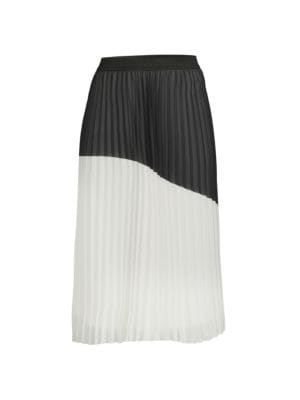 Wdny
 Colorblock Pleated Midi Skirt