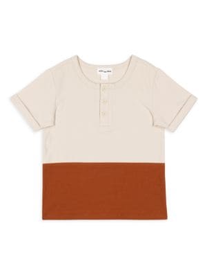 Miles the Label
 Little Boy's Clay and Sandstone Colorblock Henley Top