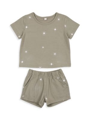 Pouf
 Baby's & Little Girl's Sun Print T-Shirt & Shorts Set