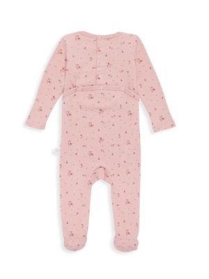 Pouf
 Baby Girl's Ribbed Floral Print Footie