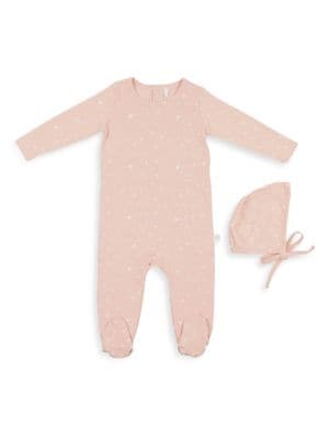 Pouf
 Baby Girl's Star-Print Footie & Bonnet Set