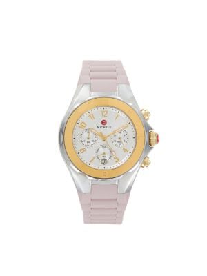 Michele
 Jelly Bean 38MM Two Tone Stainless Steel & Silicone Strap Chronograph Watch