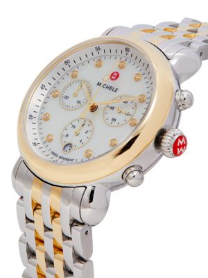 Michele
 CSX 39MM Two Tone Stainless Steel, Diamond & Mother of Pearl Chronograph Watch