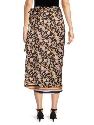 H Halston
 Floral Satin Wrap Skirt