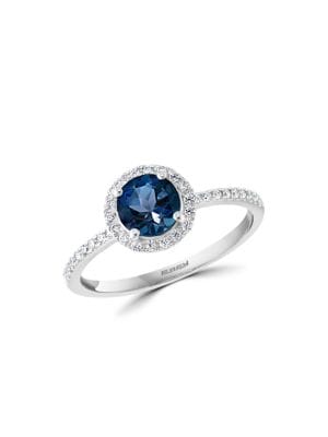 Effy
 14K White Gold, Diamond & Blue Topaz Halo Ring