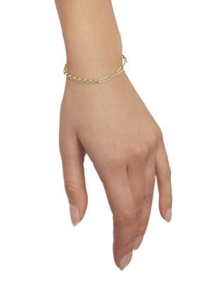 Saks Fifth Avenue
 50/50 14K Yellow Gold Paperclip & Rolo Chain Bracelet