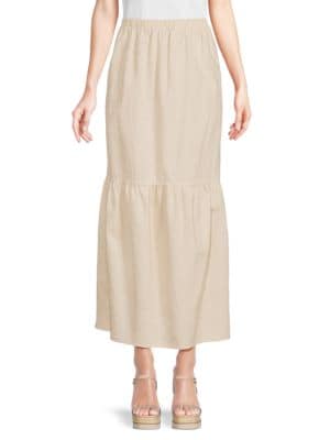 Saks Fifth Avenue
 Linen Blend Tiered Maxi Skirt