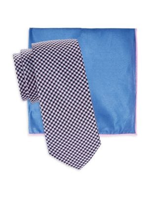 Hickey Freeman
 2-Piece Gingham Tie & Pocket Square Gift Set