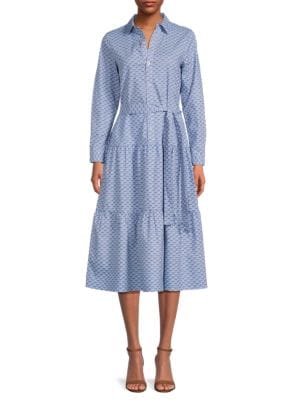 YAL New York
 Print Tiered Midi Shirtdress