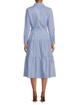 YAL New York
 Print Tiered Midi Shirtdress