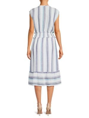 Rails
 Ashlyn Striped Linen Blend Midi Dress