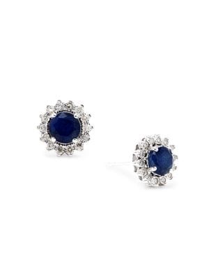 Effy
 14K White Gold, Natural Sapphire & Diamond Stud Earrings