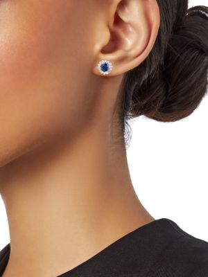Effy
 14K White Gold, Natural Sapphire & Diamond Stud Earrings