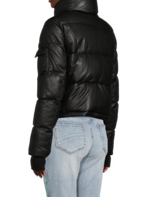 Sam
 Faux Leather Crop Puffer Jacket