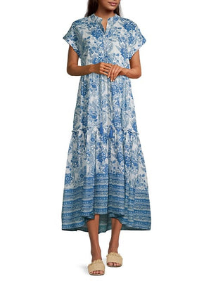 Mumi Floral Geometric Midi-Dress