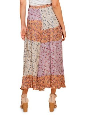 Daniel Rainn
 Darling Floral Patchwork Midi Skirt