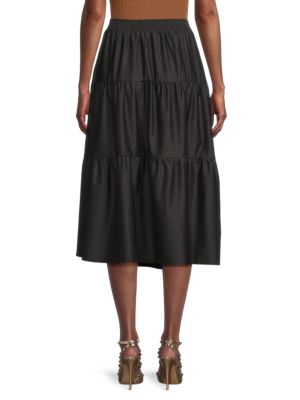 YAL New York
 Button Front Tiered Midi Skirt