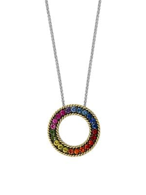 Effy
 18K Yellow Gold, Sterling Silver & Multicolor Sapphire Pendant Necklace