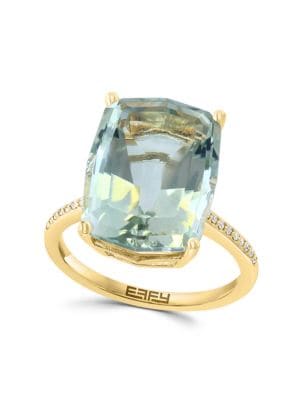 Effy
 14K Yellow Gold, Green Amethyst & Diamond Ring