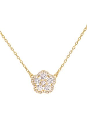 JanKuo
 Flower 14K Goldplated & Cubic Zirconia Pendant Necklace