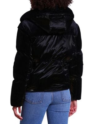 Avec Les Filles
 Relaxed Mixed Media Hooded Puffer Jacket